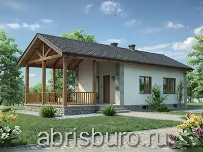 Проект бани с террасой K009-42 и габаритными размерами 14,3х5,9 м, общей площадью 41,9 м2