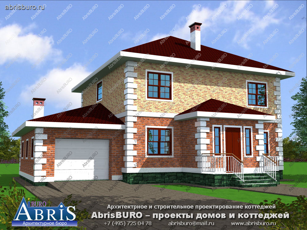 Проект дома с фасадами из облицовочного кирпича K1517-197
