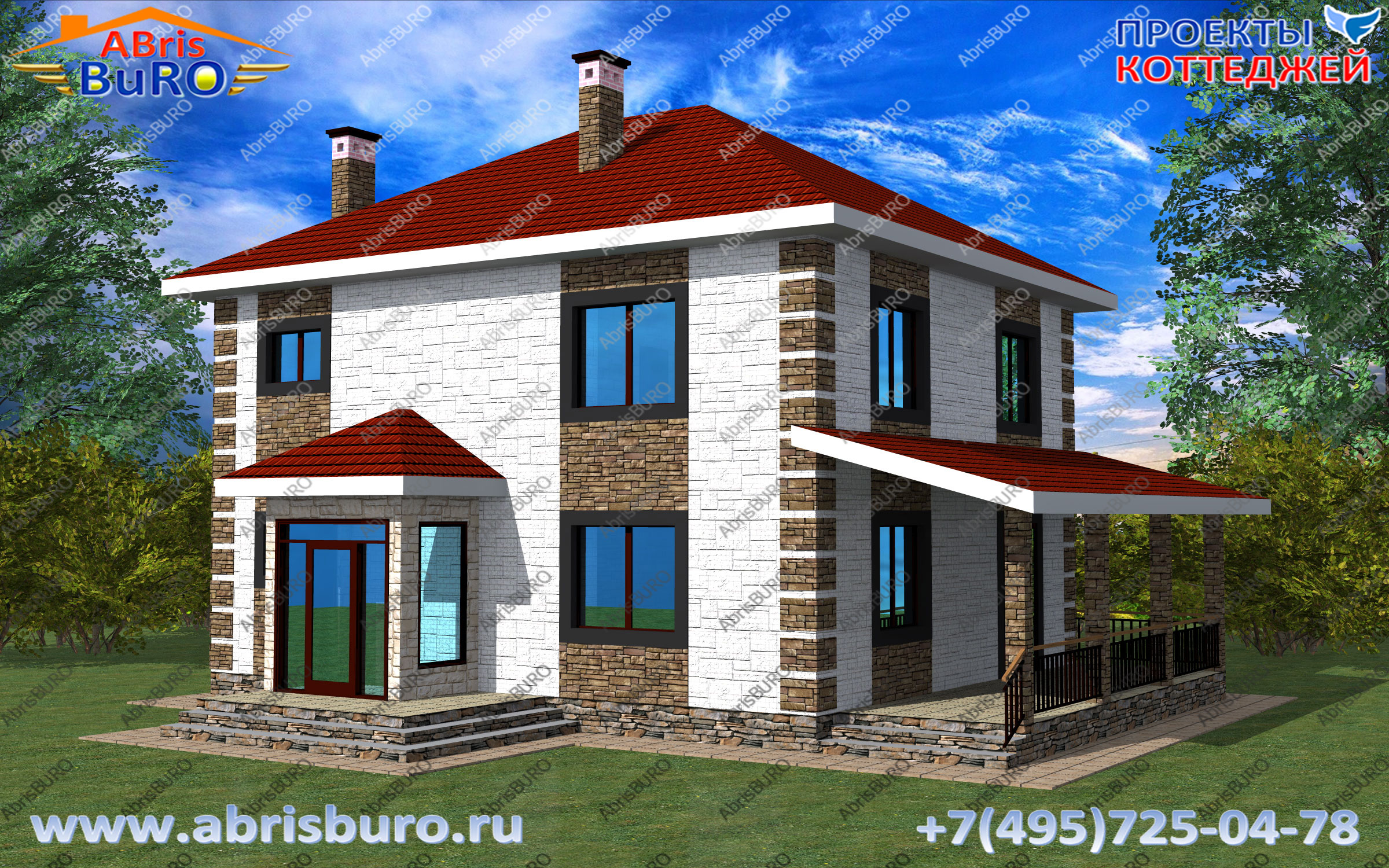 K1199-140 Проект дома с террасой на сайте www.abrisburo.ru